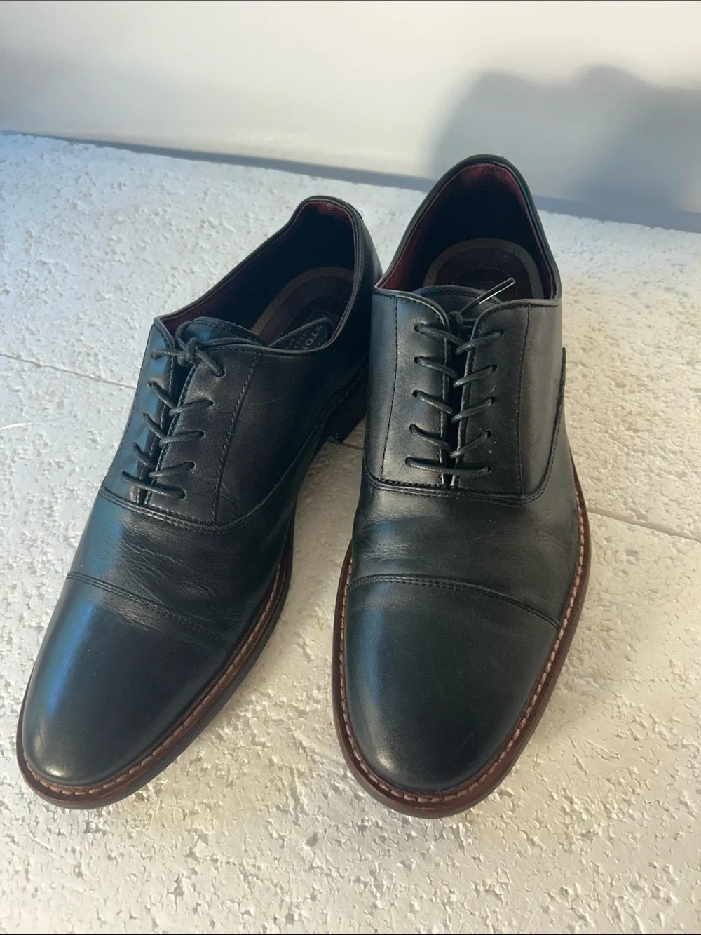Aston Gray SZ 10.5 Black Leather Oxford Shoe Timeless Office Formal Professional